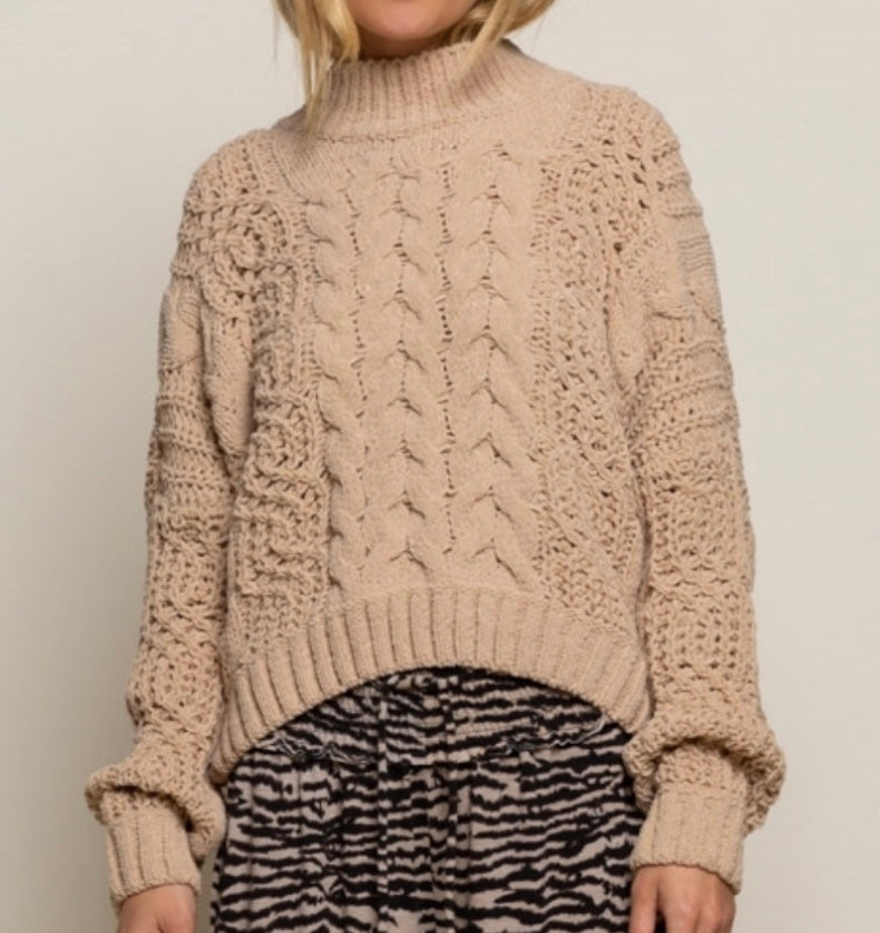 Cable Knit Cropped Sweater